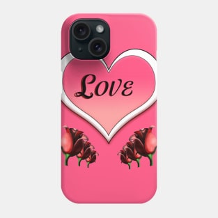 Two hearts of love with red roses Phone Case