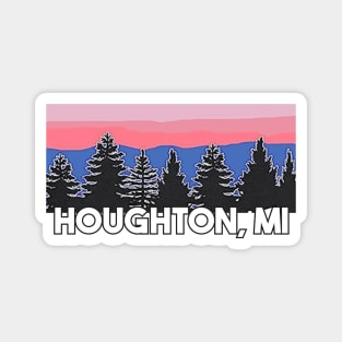 Yooper Life Houghton MI Blush Sunset Pine Tree Sunset T-Shirt T-Shirt Magnet