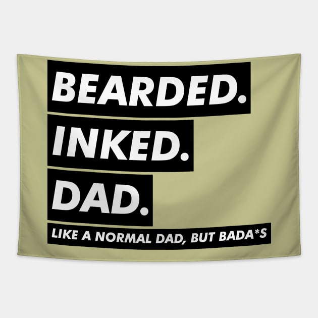 BEARDED INKED DAD Tapestry by VanTees