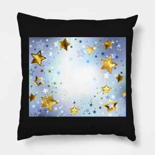 Blue Background with Gold Stars Pillow