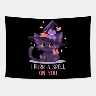 Funny Cat Pun Witch Spell Graphic Men Kids Women Halloween Tapestry