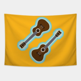 Ukelele with colourful border Tapestry