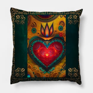 Moroccan Mandala Heart Pillow