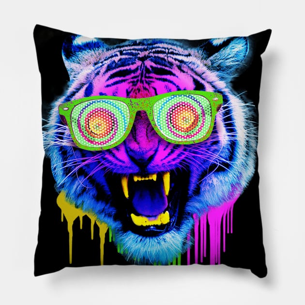 Crazy Tiger Pillow by FerMinem