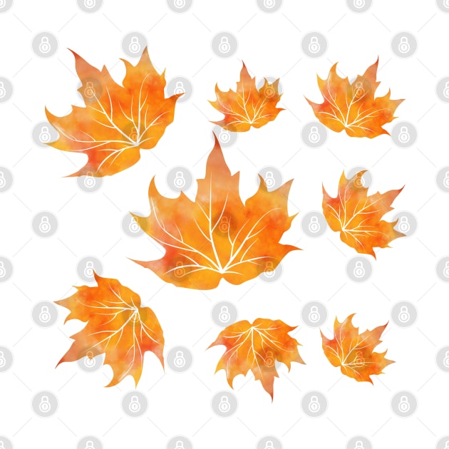 Celebrate Autumn with Fall Maple Leaves in a Blue Background by Star58