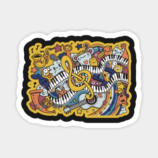 Monsters Music Cute Monsters Playing Music for Musicians Magnet