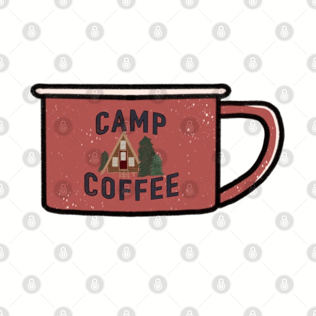 Camp Coffee Enamel Cup - log cabin by JuneNostalgia