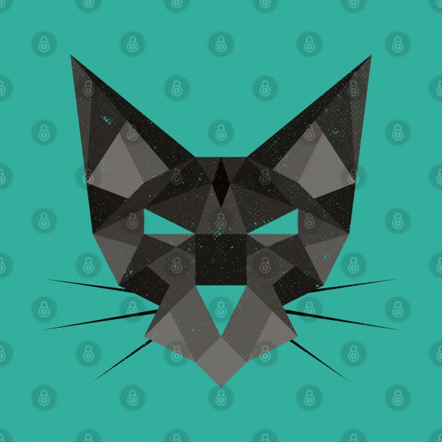 Geometric Polygonal Black Cat by Commykaze