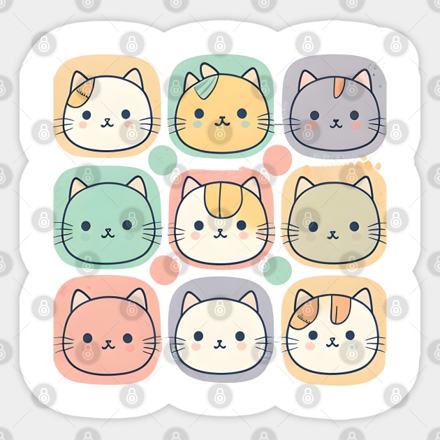 Cute Cat Stickers, Kitty stickers, Cartoon Cat stickers - Water