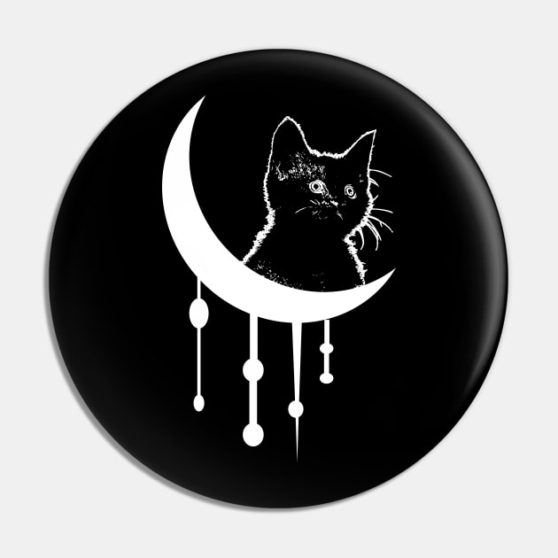 Cat and dripping moon Pin by MysticMoonVibes