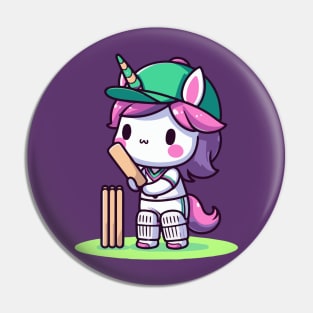 Cute unicorn Cricketer Pin