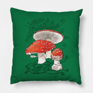 Amanita in the Winter, green Pillow