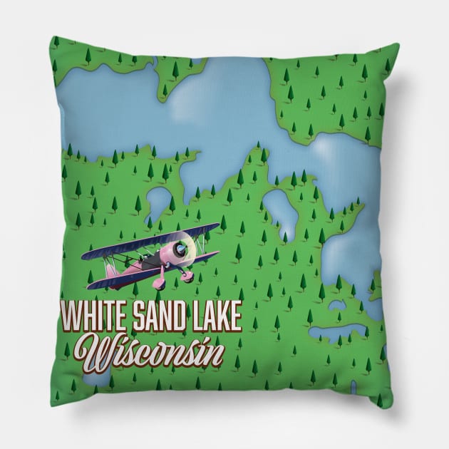 White sand lake Wisconsin lake map Pillow by nickemporium1
