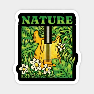 Electric Guitar With Plants and Flowers Magnet