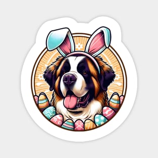 St Bernard Enjoys Easter with Bunny Ears and Joy Magnet