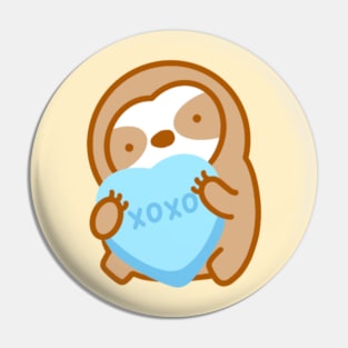 Cute Valentine XOXO Candy Heart Sloth Pin