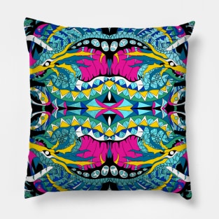 the kraken octopus kaiju monster in madness pattern Pillow