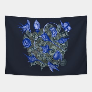 Ernst Haeckel  Blue Peridinea on Cerulean  Diatoms Tapestry