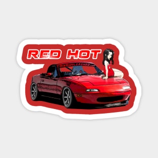 Red Miata MX-5 with anime girl Magnet