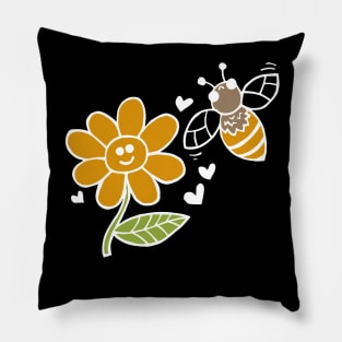 Bee And Flower Love (White) Pillow