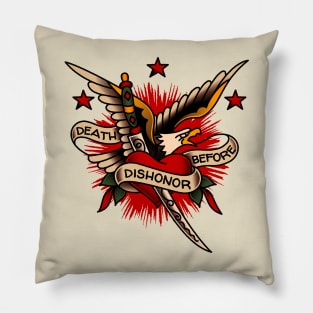 OldSalt American Traditional Death Before Dishonor Motif Pillow