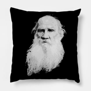 Leo Tolstoy Black and White Pillow