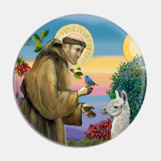 Saint Francis Blesses a Baby Llama Pin