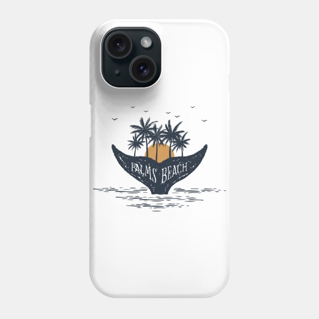 Whale Tail With Palms. Summer, Vacation, Travel. Double Exposure Style Phone Case by SlothAstronaut