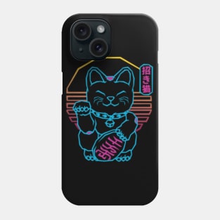 Maneki Neko Japanese Lucky Cat Retrowave 80s Aesthetic Phone Case