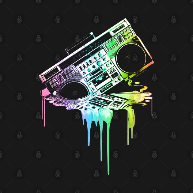 Melting Boombox (vintage distressed look) by robotface