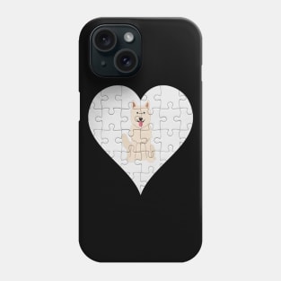 White Swiss Shepherd Dog Heart Jigsaw Pieces Design - Gift for Berger Blanc Suisse Lovers Phone Case