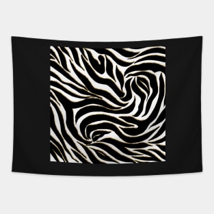 Elegant Black Gold Zebra White Animal Print Tapestry