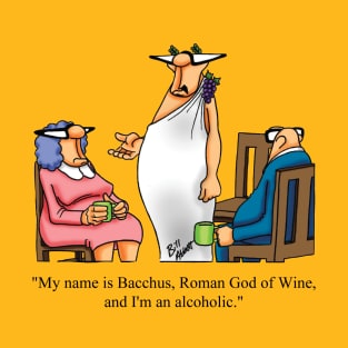 Funny Bacchus God of Wine Cartoon Humor T-Shirt