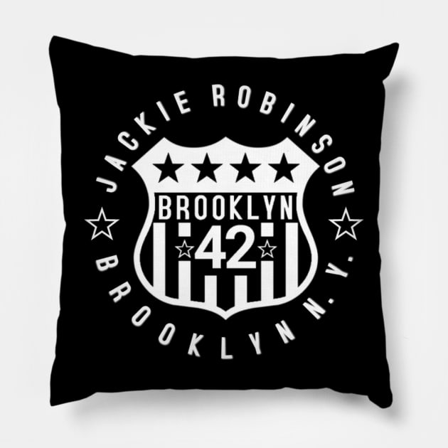 Jackie Robinson BK NY Pillow by Madajae Designs