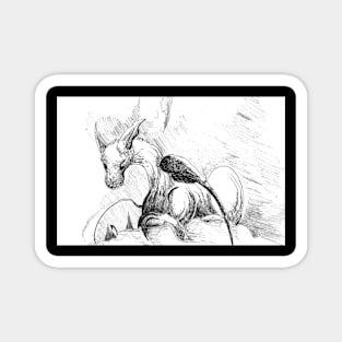 Ink drawing of a dragon - fantasy inspired designs Magnet