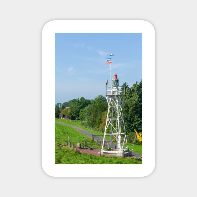 Liener Hörn lighthouse on the Huntedeich, Elsfleth; district of Wesermarsch; Lower Saxony; Germany; Europe Magnet by Kruegerfoto