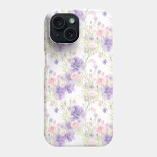 Watercolor Pattern With Wild Pink And Violet Flowers Phone Case