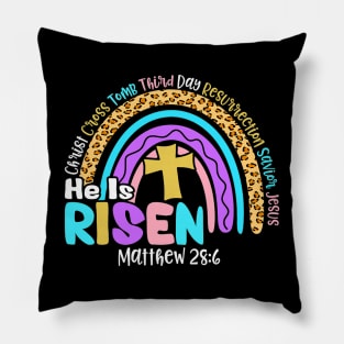 Rainbow Easter Trendy Tee He Is Risen Matthew 28 6 Christian Pillow