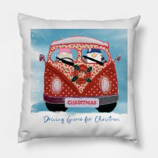 Driving Gnome for Christmas Pillow