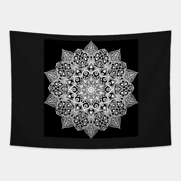 another black and white mandala Tapestry by chambergambit