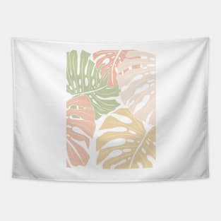 Abstract Patel Colors Monstera Leaves 3 Tapestry