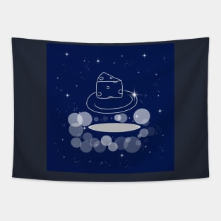 cheese, dairy product, food, breakfast, lunch, dinner, delicious, satisfying, illustration, shine, stars, beautiful, style, glitter, space, galaxy Tapestry