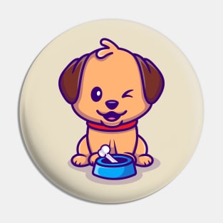 Cute Dog Sitting Cartoon Pin