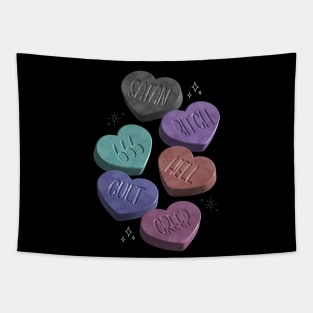 Creepy Heart Candy Tapestry