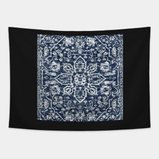 Dark Blue Vintage Bohemian Oriental Distressed Tapestry