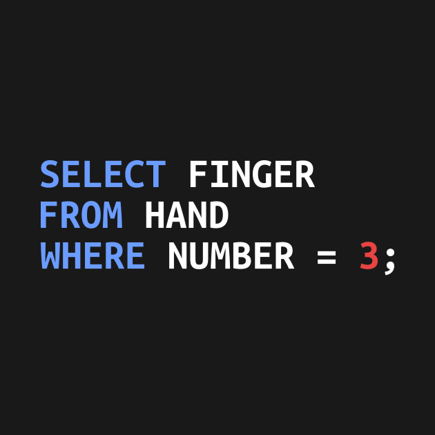 Middle Finger Select SQL Developer Funny Gift by JeZeDe