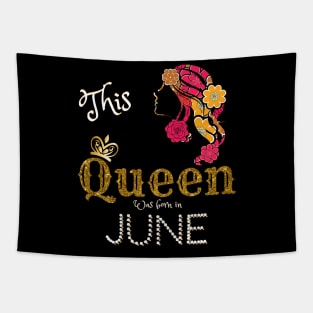 This Queen Was Born In June, Black Girl Birthday Tapestry