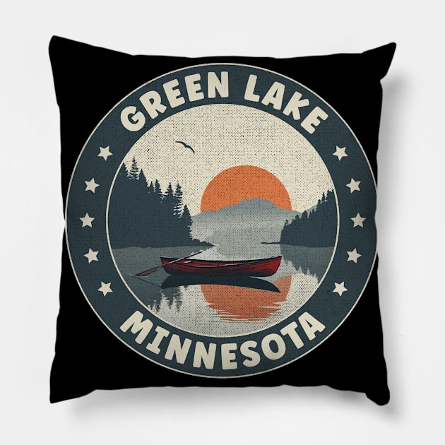 Green Lake Minnesota Sunset Pillow by turtlestart