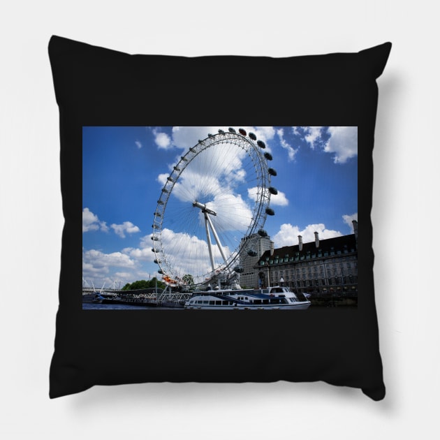 London Eye on a sunny day Pillow by fantastic-designs