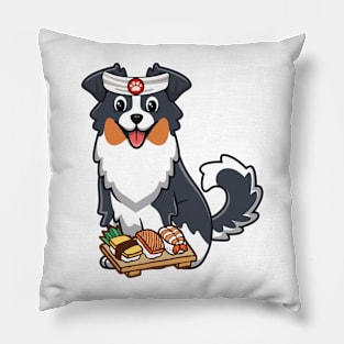 Funny Collie dog is a sushi chef Pillow